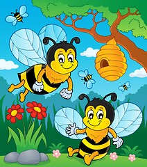Image showing Happy spring bees theme image 1