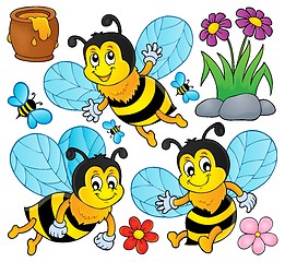 Image showing Happy spring bees theme set 1