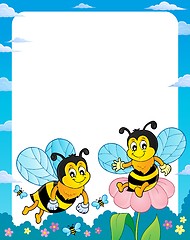 Image showing Happy spring bees theme frame 1