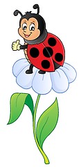 Image showing Happy ladybug on flower image 1