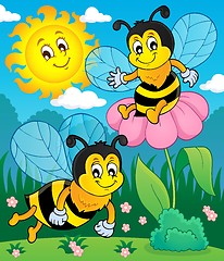 Image showing Happy spring bees theme image 2