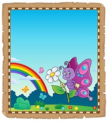 Image showing Parchment with happy butterfly theme 2