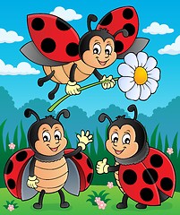 Image showing Happy ladybugs on meadow image 2