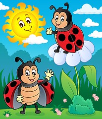 Image showing Happy ladybugs on meadow image 3