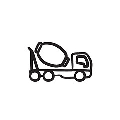 Image showing Concrete mixer truck sketch icon.