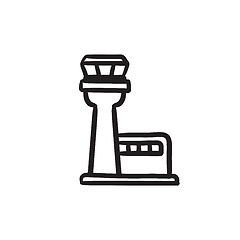 Image showing Flight control tower sketch icon.