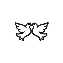 Image showing Wedding doves sketch icon.