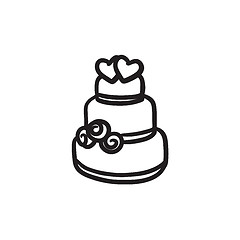 Image showing Wedding cake sketch icon.