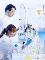 Image showing Young chemists researching in life science laboratory.