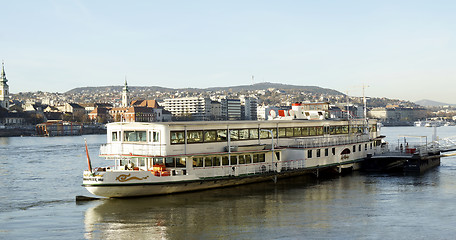 Image showing Tourist boat at Danube river in Budapest