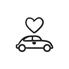 Image showing Wedding car with heart sketch icon.