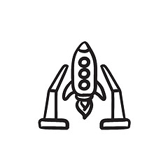 Image showing Space shuttle on take-off area sketch icon.