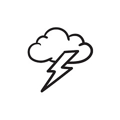 Image showing Cloud and lightning bolt sketch icon.