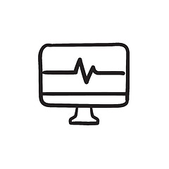 Image showing Heart beat monitor sketch icon.