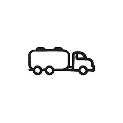 Image showing Truck liquid cargo sketch icon.