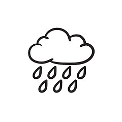 Image showing Cloud and rain sketch icon.