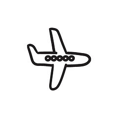 Image showing Flying airplane sketch icon.