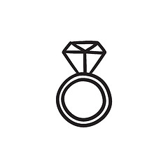 Image showing Engagement ring with diamond sketch icon.