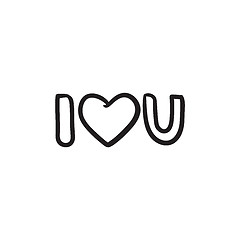 Image showing Abbreviation i love you sketch icon.