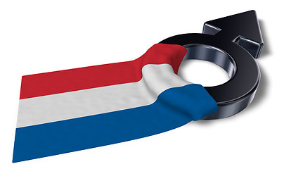 Image showing mars symbol and flag of the netherlands - 3d rendering