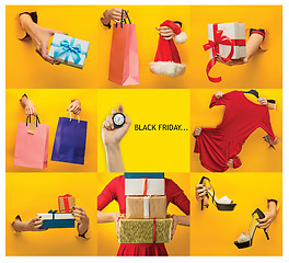 Image showing The collage about black friday and sale concept