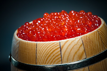 Image showing Keg of red caviar