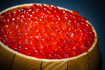 Image showing Keg of red caviar