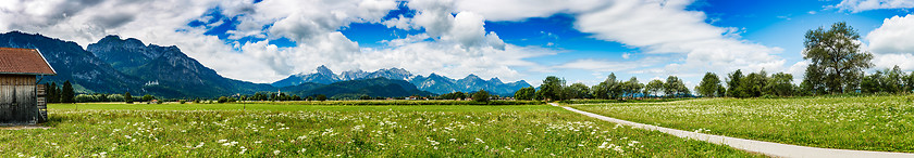 Image showing Beautiful natural landscape of the Alps. Forggensee and Schwanga