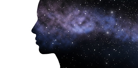 Image showing double exposure woman and galaxy