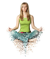 Image showing Woman in lotus pose with collapsing triangles