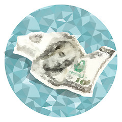 Image showing Vector polygonal crumpled one hundred dollars