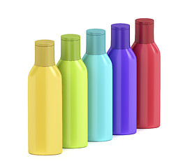 Image showing Plastic bottles for cosmetic liquids