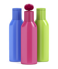 Image showing Plastic bottles for cosmetic liquids