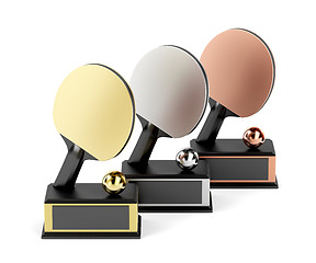 Image showing Table tennis trophies on white background