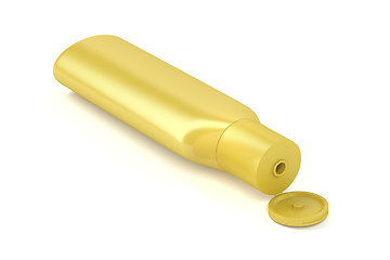 Image showing Yellow plastic bottle for cosmetic products