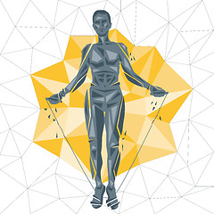 Image showing Vector silhouettes of woman doing fitness and crossfit workouts