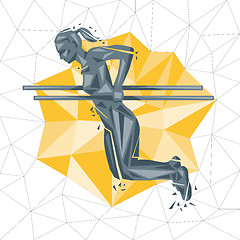 Image showing Vector silhouettes of woman doing fitness and crossfit workouts