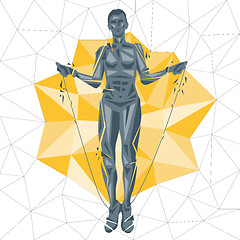 Image showing Vector silhouettes of woman doing fitness and crossfit workouts