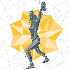 Image showing Vector silhouettes of woman doing fitness and crossfit workouts