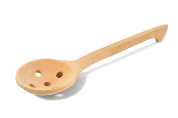 Image showing Wooden colander spoon