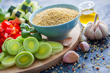 Image showing bulgur with fresh vegetables