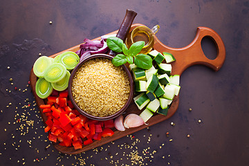 Image showing bulgur with fresh vegetables