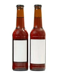 Image showing Beer bottles on a white