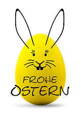 Image showing a yellow easter egg with a rabbit face