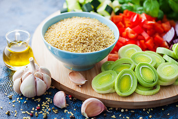 Image showing bulgur with fresh vegetables