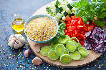 Image showing bulgur with fresh vegetables