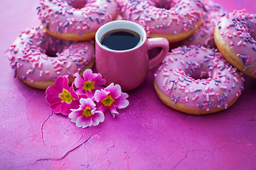 Image showing delicious pink donuts