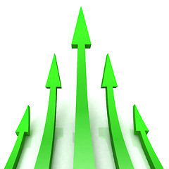 Image showing 5 Green Arrows Shows Progress Target