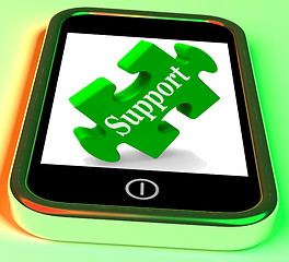 Image showing Support On Smartphone Shows Customer Support