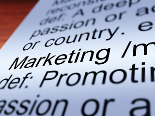 Image showing Marketing Definition Closeup Showing Promotion